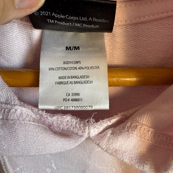 The Beatles Graphic Print Women's Sleeveless Hoodie Pink Medium Drawstring 60s - Picture 5 of 12